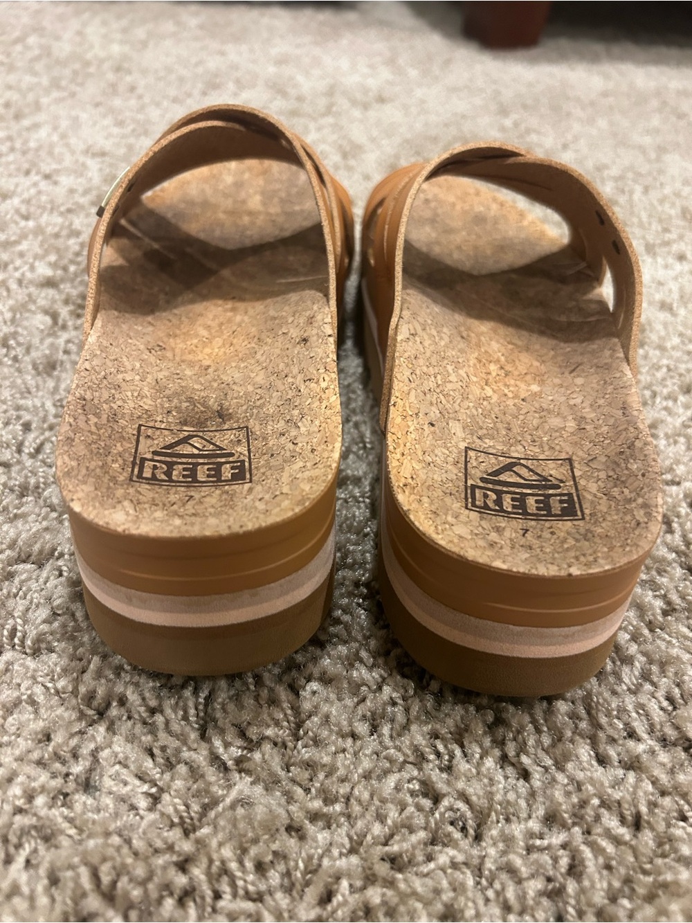 Reef Women's Yellow Crisscross Cork Slide Sandals - Picture 4 of 5